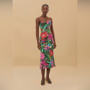 FARM Rio Green Floral Midi Dress